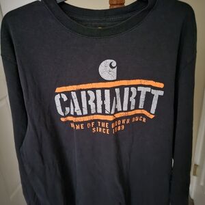 Carhartt Charcoal Long Sleeve with Orange and White Logo